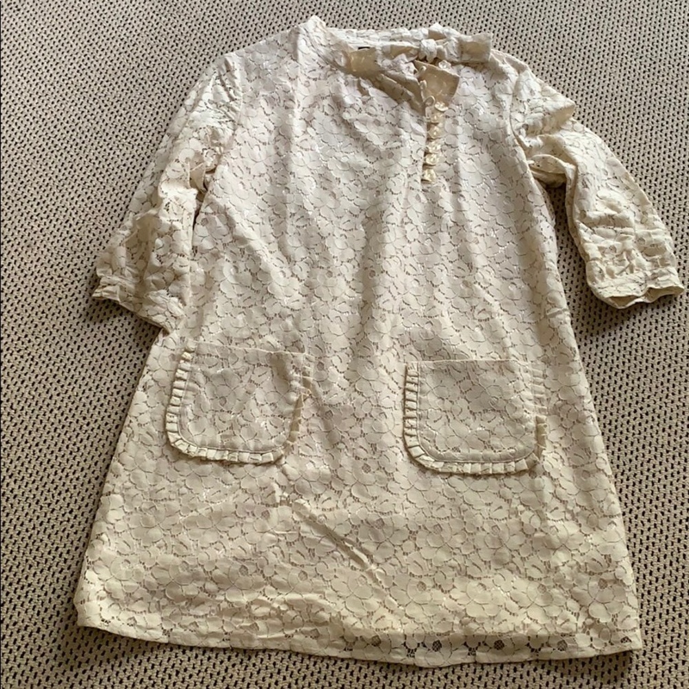 cream lace BCBG dress